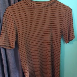 striped mock neck top